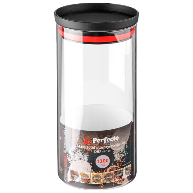 Банка для сыпучих продуктов Perfecto Linea Chef 34-109140 стеклянная 1300 мл