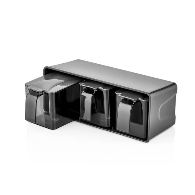Набор емкостей для специй Qluxplastic L-00677 код 016774 в подставке с ложками 600 мл 3 шт