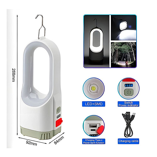 Фонарь кемпинговый PLD PLD-HB-2217 type-с power bank кабель