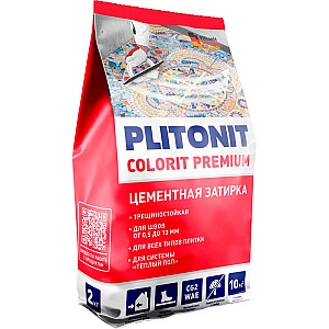 Затирка цементная Plitonit Colorit Premium Н012410 серая 2 кг