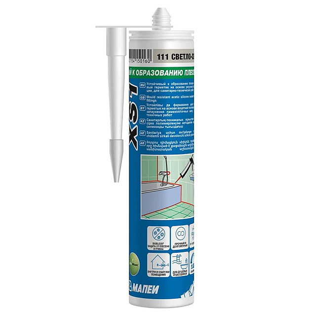 Герметик силиконовый Mapei XS1 №111 светло-серый 300 мл
