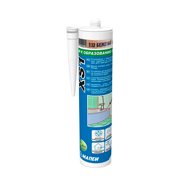 Герметик силиконовый Mapei Mapesil XS1 №132 санитарный бежевый 300 мл