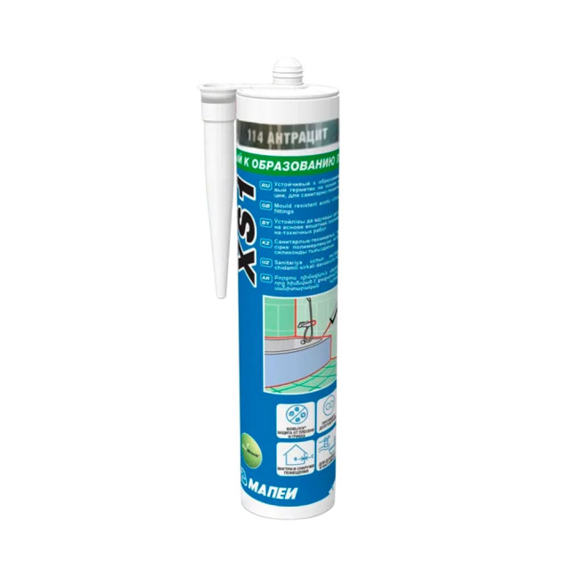 Герметик силиконовый Mapei Mapesil XS1 №114 санитарный антрацит 300 мл