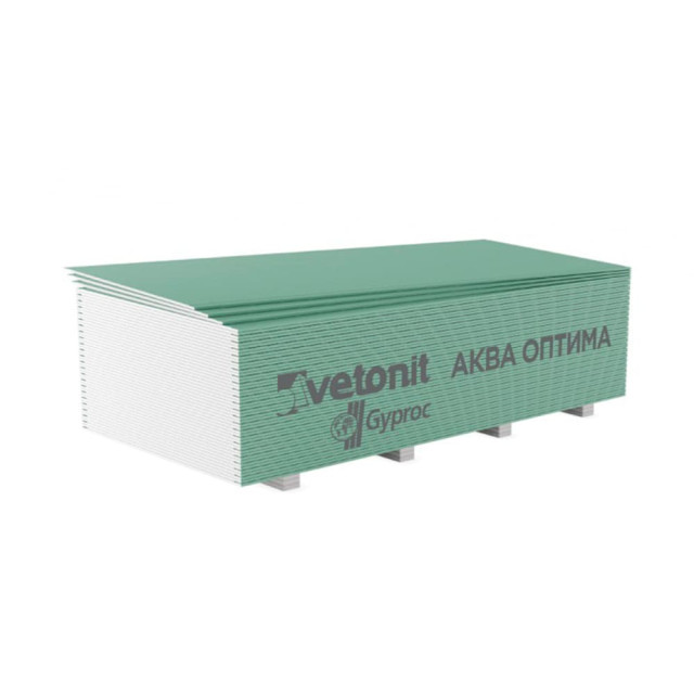 Гипсокартон Vetonit Aqua Optima стеновой влагостойкий 12.5*1200*3000 мм
