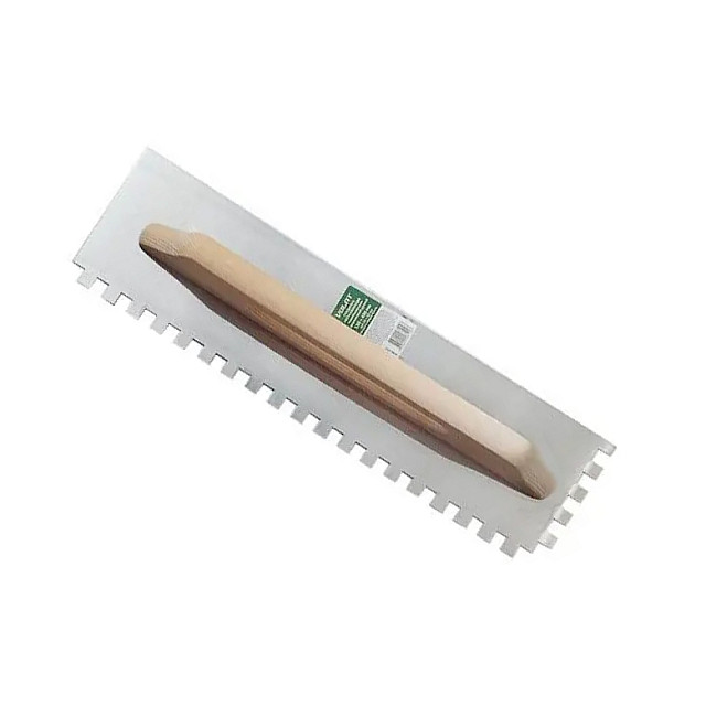 Гладилка нержавеющая Волат 28100-1308 130*480 мм зуб 8*8 мм с деревянной ручкой
