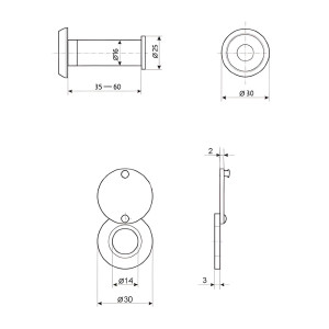 Глазок дверной MJ204/35*60 матовый хром