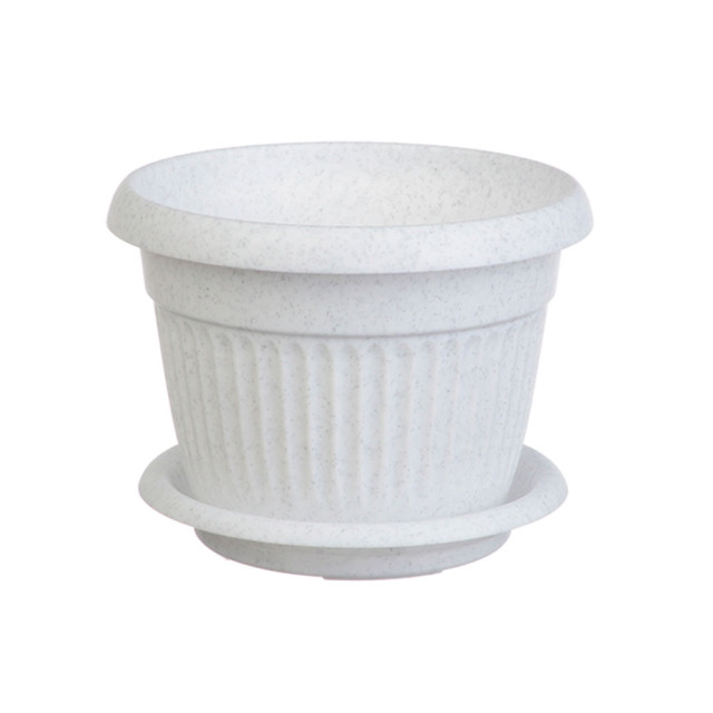 Кашпо Idea Ливия М 3020 240 мм с поддоном мраморный 4.6 л