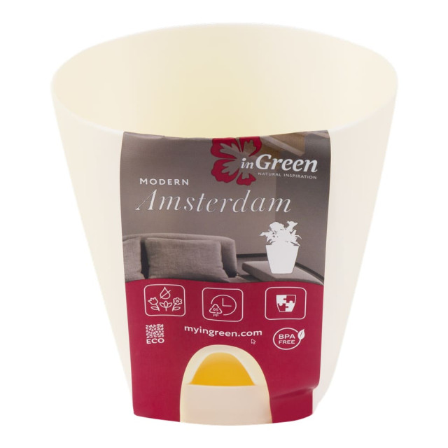 Горшок для цветов InGreen Amsterdam ING6198СЛ сливочный с прикорневым поливом 0.65 л