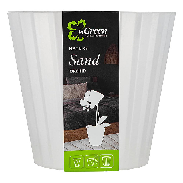 Горшок для цветов InGreen Sand IG640510038 белый жемчуг с дренажной вставкой 2 л