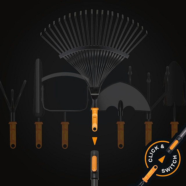 Грабли веерные Fiskars OneClick 1080675 металлические для листьев