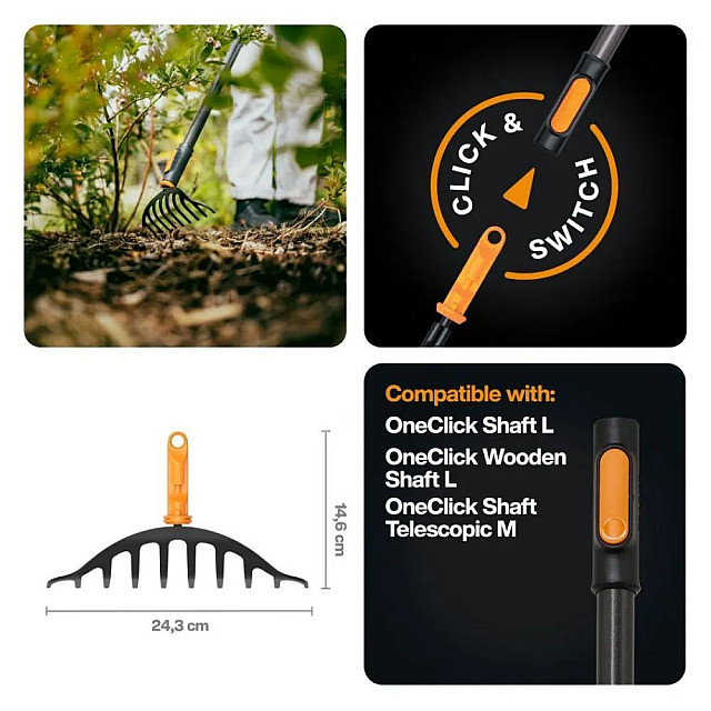 Грабли Fiskars OneClick 1080676 для уборки клумб