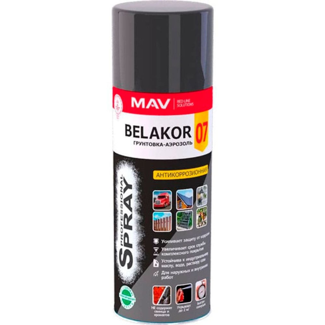 Грунтовка-аэрозоль MAV Belakor 07 алкидная антикоррозионная черная 520 мл
