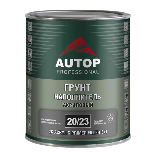 Грунт-наполнитель Autop 20/23 2K 3+1 акриловый черный 1 л