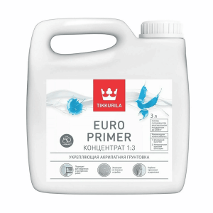 Грунтовка Tikkurila Euro Primer 1:3 акрилатная 3 л