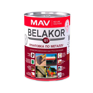 Грунтовка MAV Belakor 01 по металлу антикоррозионная быстросохнущая серая 1 л