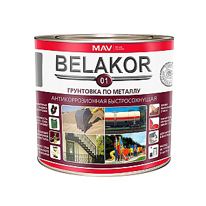 Грунтовка MAV Belakor 01 по металлу антикоррозийная быстросохнущая красно-коричневая 2.4 л
