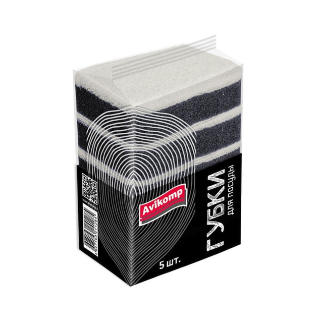 Губки для посуды Avikomp 41285 70*100*30 мм графит 5 шт