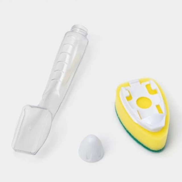 Губка абразивная Доляна ОЕ2048 с дозатором для моющего средства 24 см