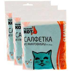 Салфетка Рыжий кот 310291 из микрофибры бирюзовый 25*25 см