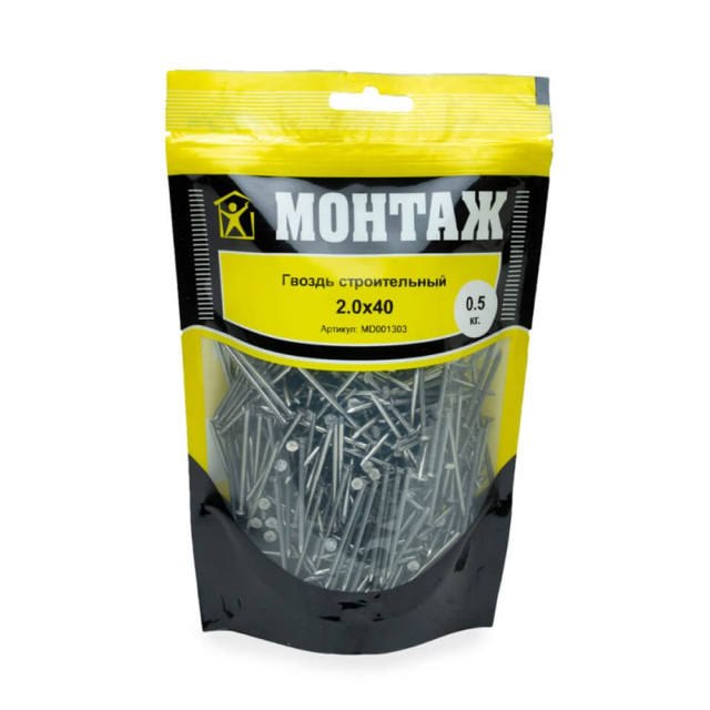 Гвоздь строительный 2*40 мм Монтаж MD001303 0.5 кг