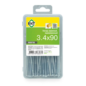 Гвозди ершеные 3.4*90 мм ЕКТ В009796 цинк 0.4 кг