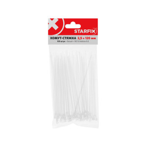 Хомут-стяжка Starfix SMP-27221-100 2.5*120 мм белый 100 шт
