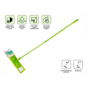 Швабра для пола Perfecto Linea Solid 43-492023 с насадкой из микрофибры зеленая