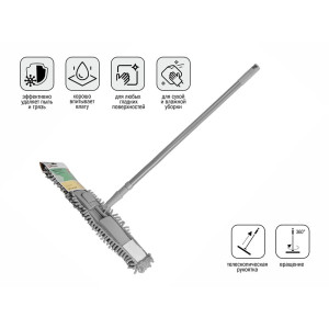 Швабра для пола Perfecto Linea Solid 43-492034 с насадкой из шенилла серая