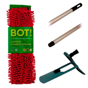 Швабра ВОТ! ЕКВ030-Н универсальная с накладкой синель и рукояткой 110 см
