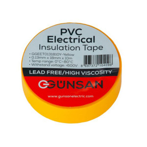 Изолента Gunsan GGEET0131810Y 0.13*18 мм*10 м желтая