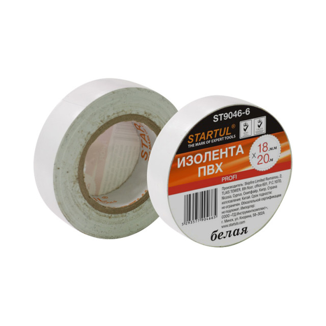 Изолента Startul Profi ST9046-6 ПВХ 18 мм*20 м белая