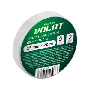 Изолента Волат 50010-20 ПВХ 15 мм*20 м белая
