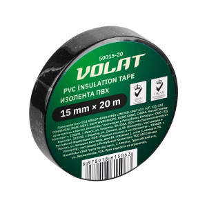 Изолента Волат 50015-20 ПВХ 15 мм*20 м черная