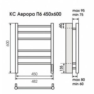 Полотенцесушитель Terminus Аврора П6 КС электро белый матовый 450*600 мм
