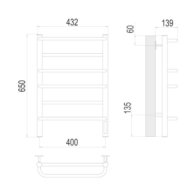 Полотенцесушитель Terminus Евромикс электро П6 400*650 мм