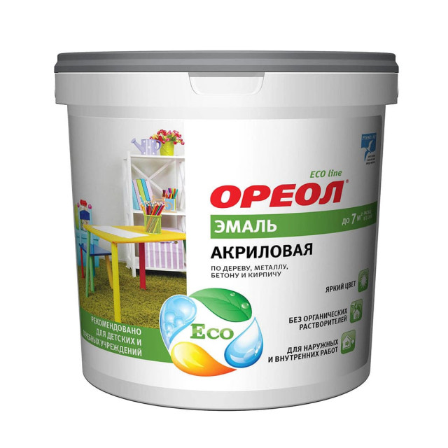Эмаль Ореол акриловая глянцевая белая 0.9 кг