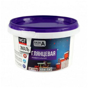 Эмаль VGT ВД-АК-1179 универсальная база А супербелая глянцевая 0.5кг