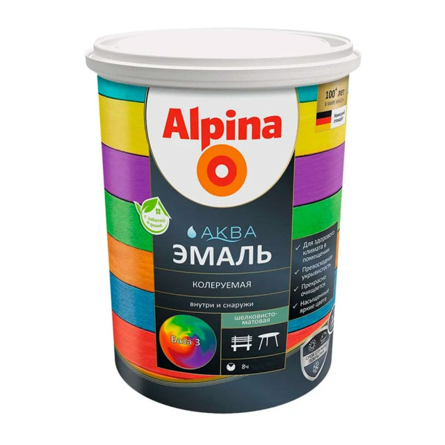Эмаль Alpina Аква акриловая База 3 шелковисто-матовая 2.35 л