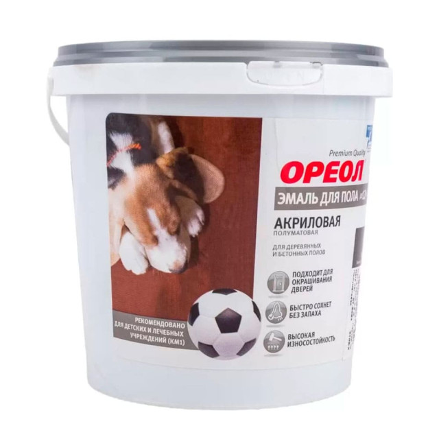 Эмаль для пола Ореол акриловая желто-коричневая полуматовая 0.9 кг