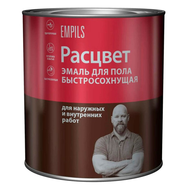 Эмаль для пола Расцвет быстросохнущая желто-коричневая 1.9 кг