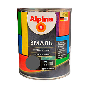 Эмаль универсальная Alpina шелковисто-матовая серая 0.8 кг