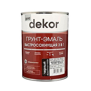Грунт-эмаль GD Dekor быстросохнущая 3в1 черная RAL 9005 0.9 кг