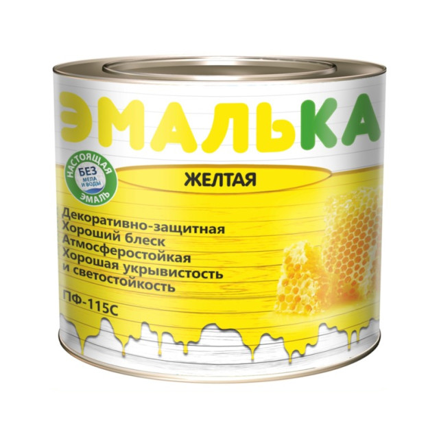 Эмаль ПФ-115 С Эмалька для отделочных работ желтая 10 л