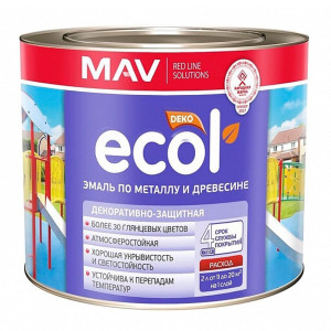 Эмаль MAV Ecol ПФ-115 по металлу и древесине зеленое яблоко глянцевая 2.4 л