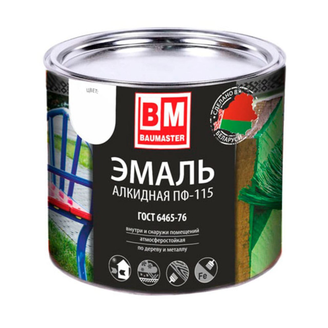 Эмаль BauMaster ПФ-115 белая 1.8 кг