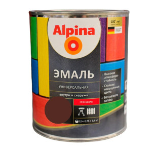 Эмаль универсальная Alpina глянцевая шоколадная 0.75 л