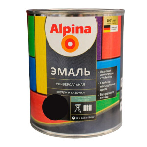 Эмаль универсальная Alpina шелковисто-матовая черная 0.75 л