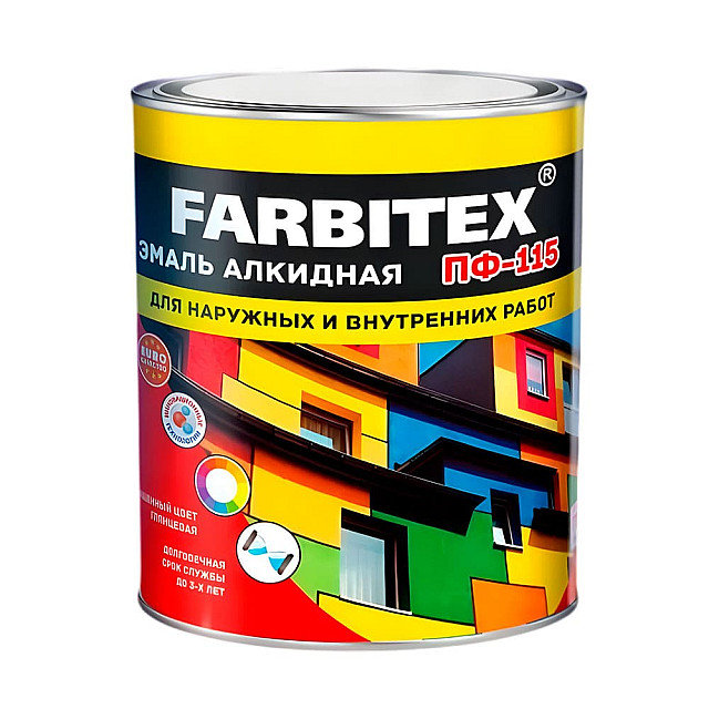 Эмаль алкидная Farbitex ПФ-115 красная 1.8 кг