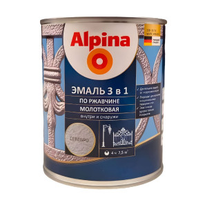 Грунт-эмаль Alpina по ржавчине 3 в 1 молотковая серебро 0.8 кг