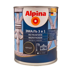 Грунт-эмаль Alpina по ржавчине 3 в 1 молотковая черный 0.8 кг
